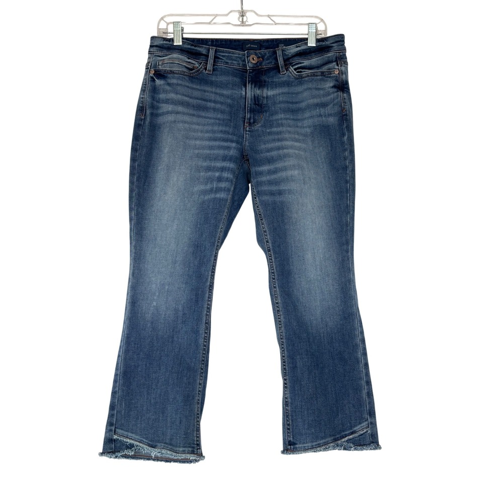 J. Jill Denim Demi Boot Cut Jeans Blue Raw Hem Petite 10P Medium Wash Stretch